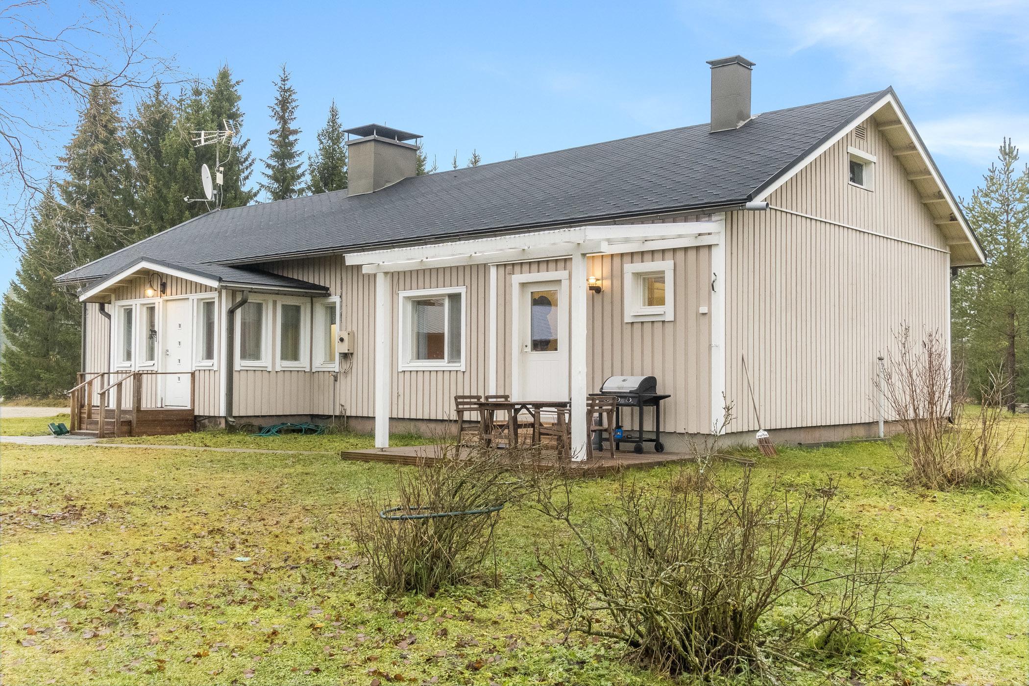 Panoramic view of the serene surroundings near the Backcountry Base in Kuhmo.