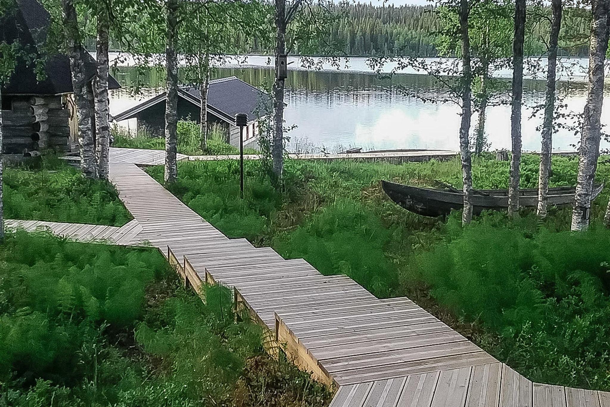 25km north of Kuusamo, Ruka 7km, Lake Pyhäjärvi 20m, shallow sandy bottom beach, pier, own boat.