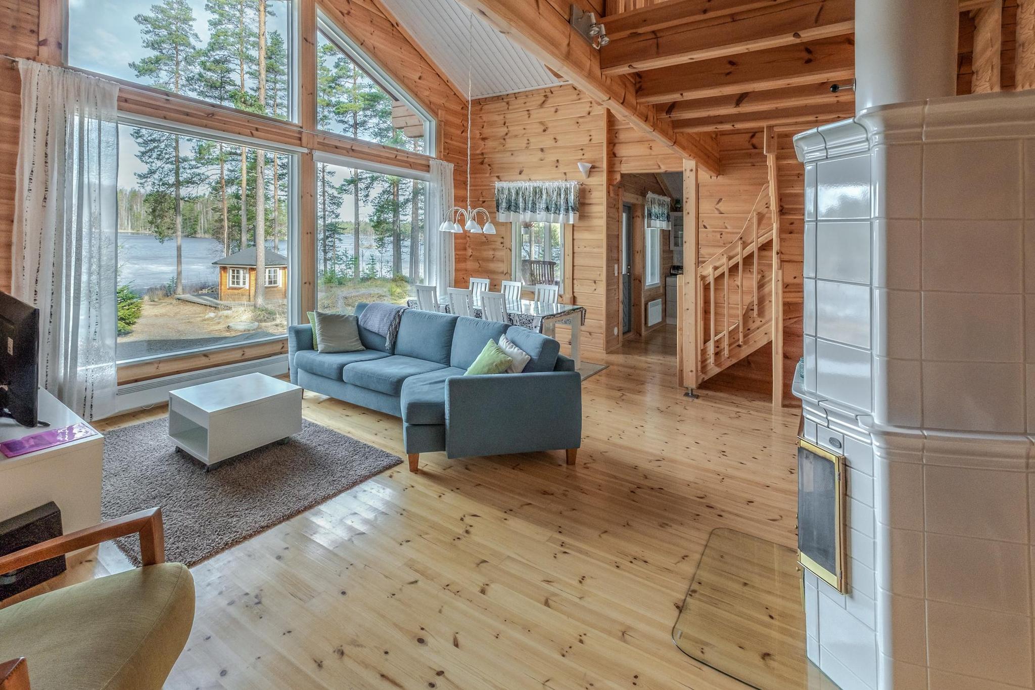 Cozy living room with comfortable seating and natural light in Ritalahti cottage.